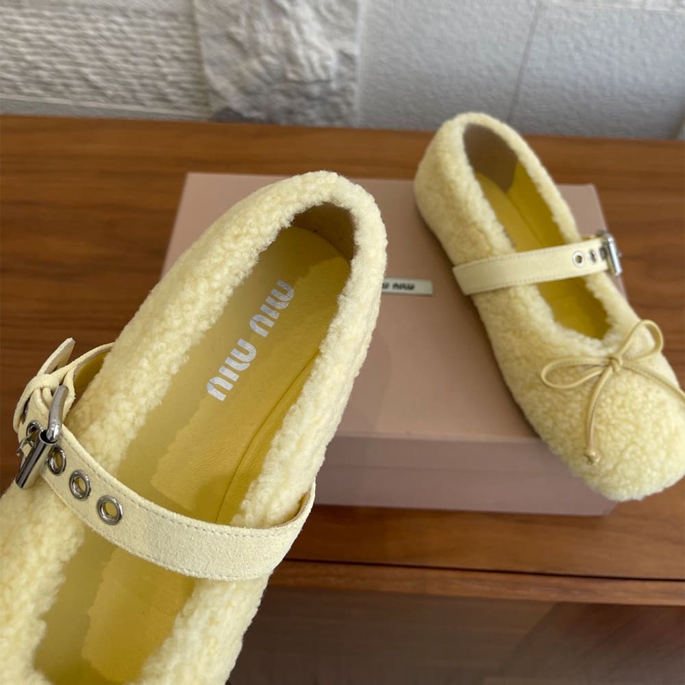 M1um1u Shearling ballerinas