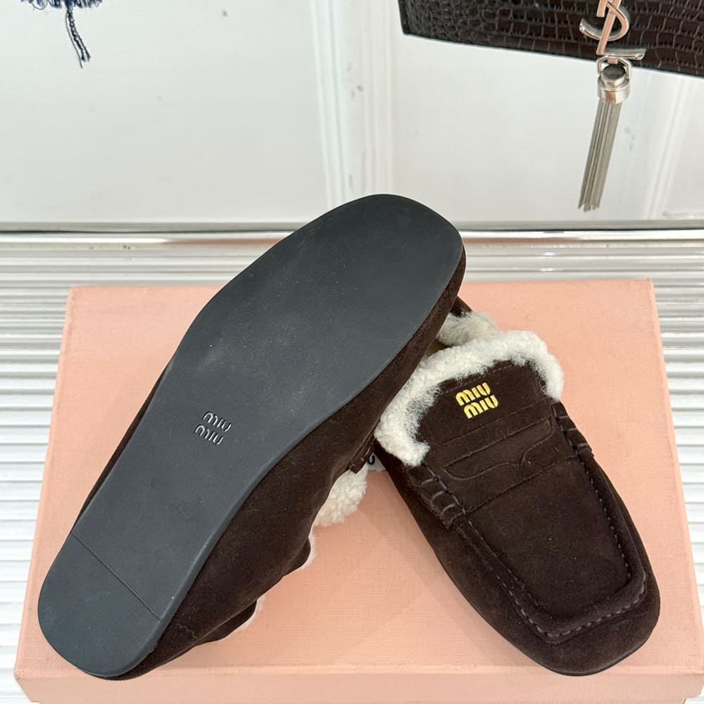 M1um1u Ruches suede loafers