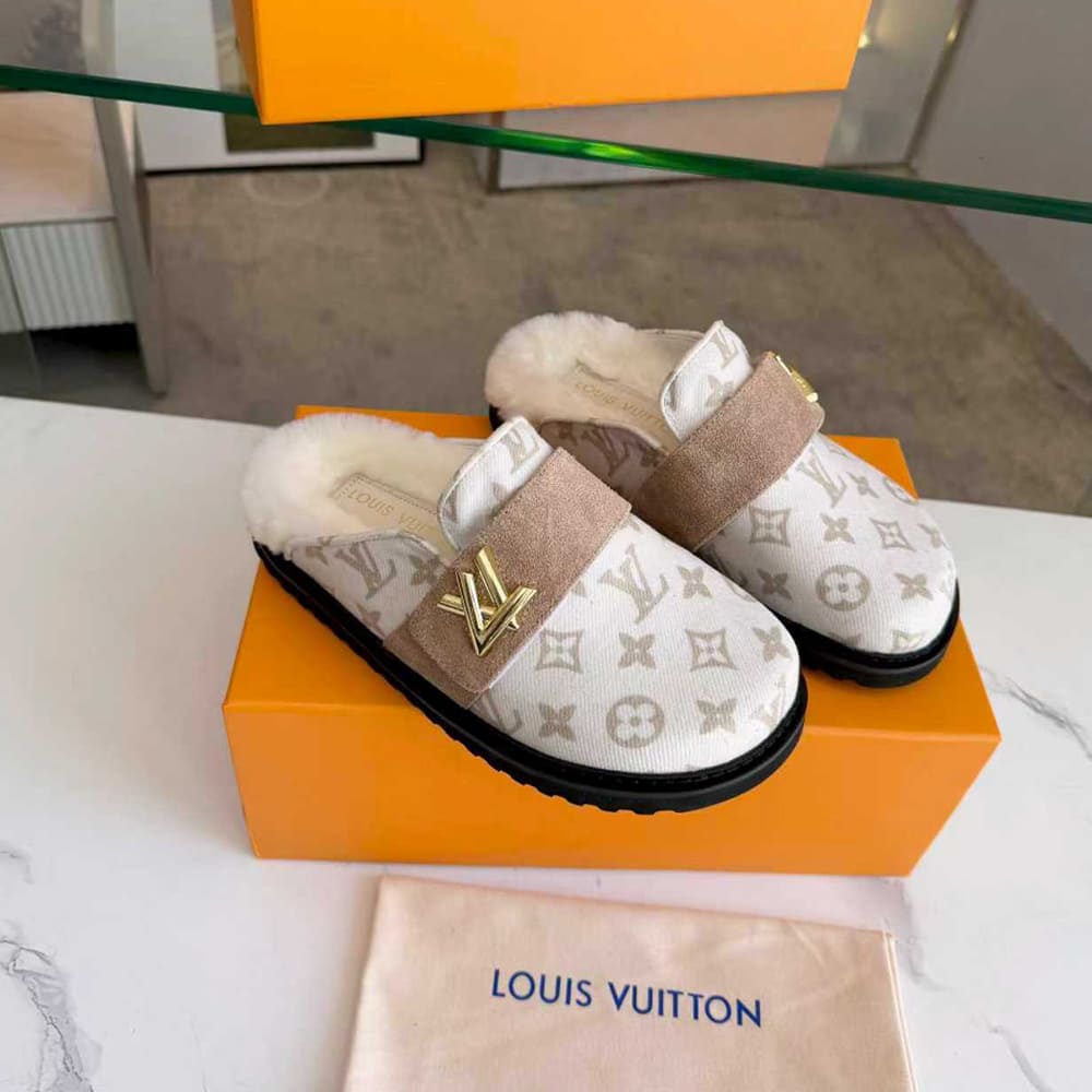 LV Monogram Wool Mules