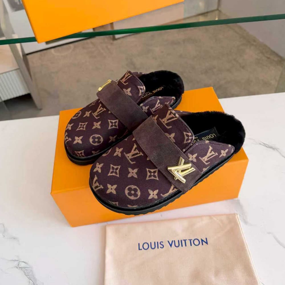 LV Monogram Wool Mules