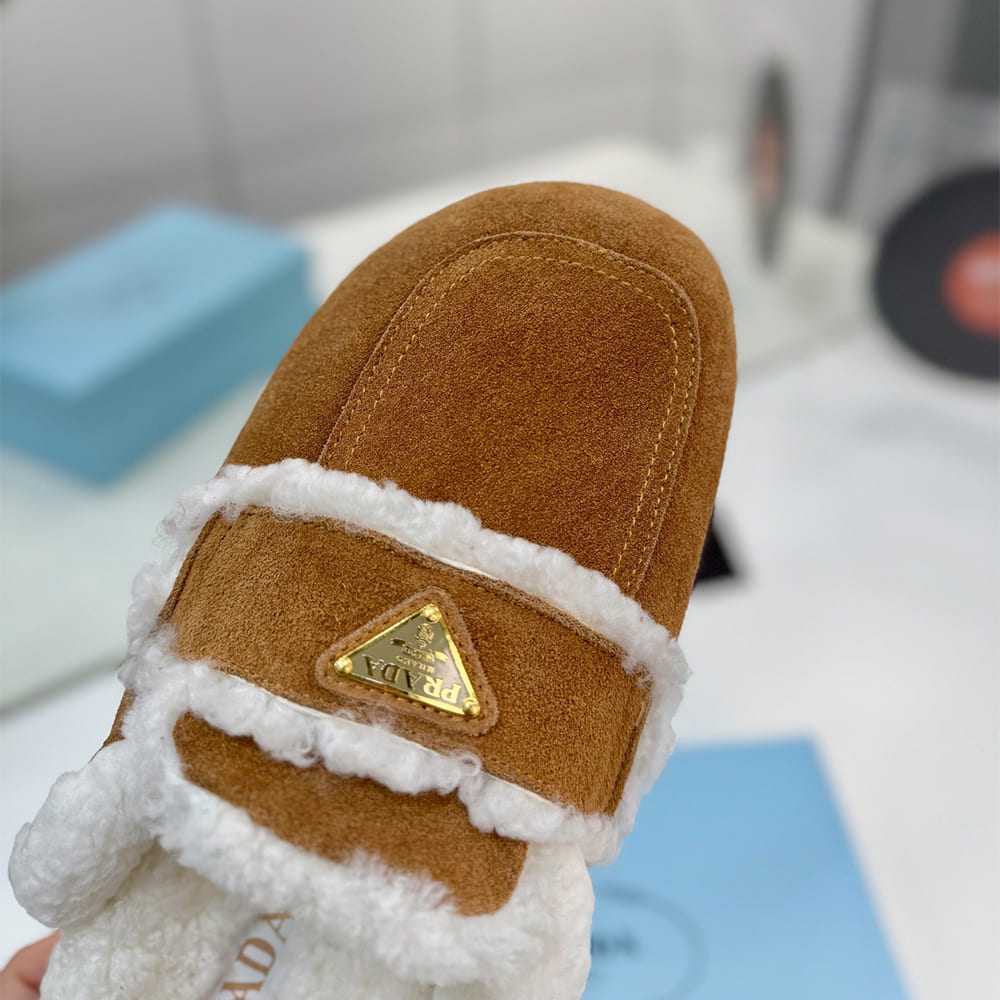 Pra*a Suede and shearling slippers