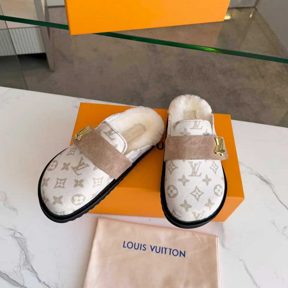 LV Monogram Wool Mules