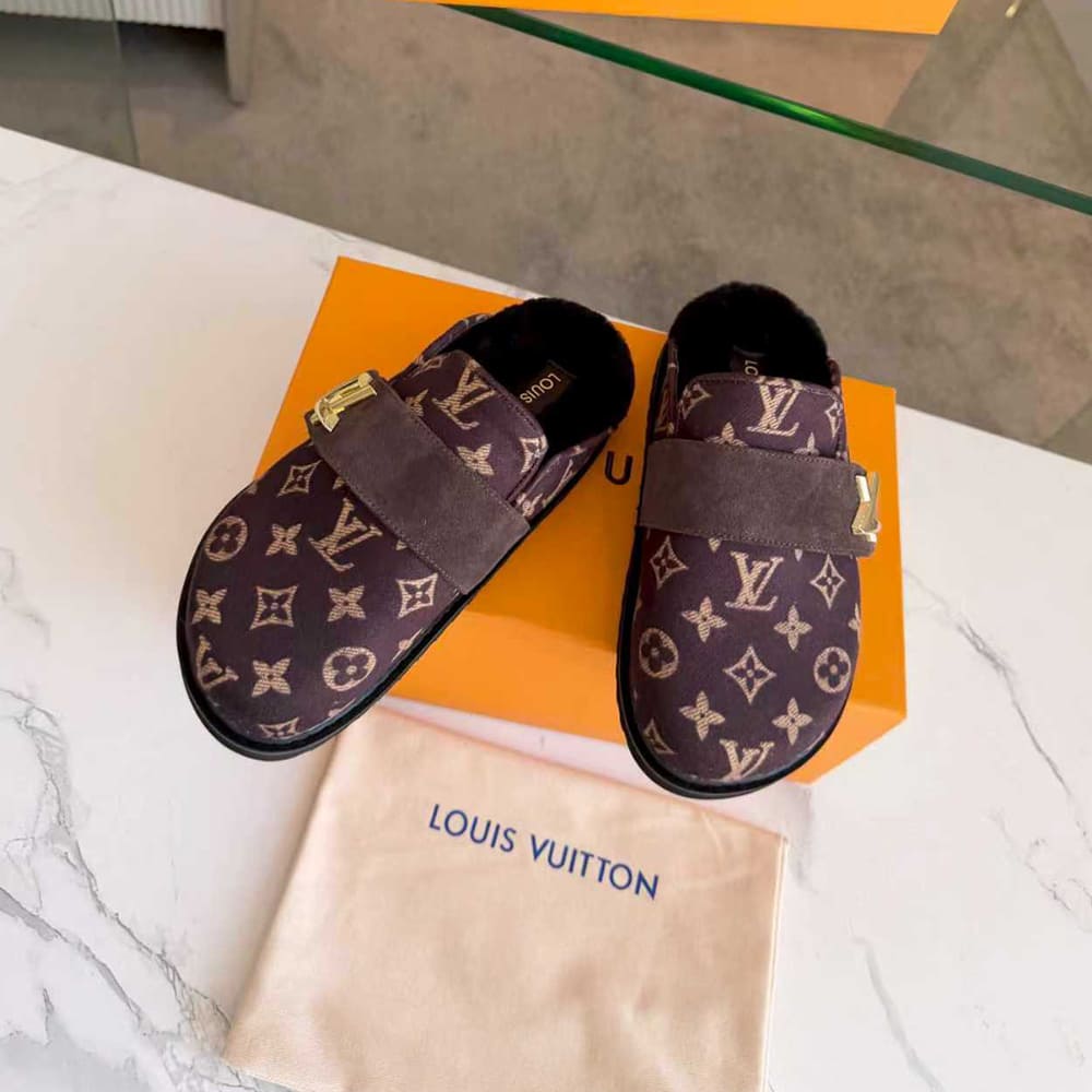 LV Monogram Wool Mules