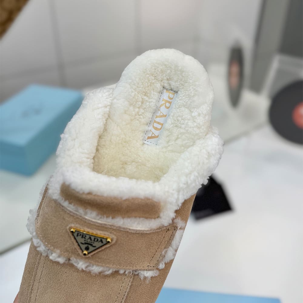 Pra*a Suede and shearling slippers