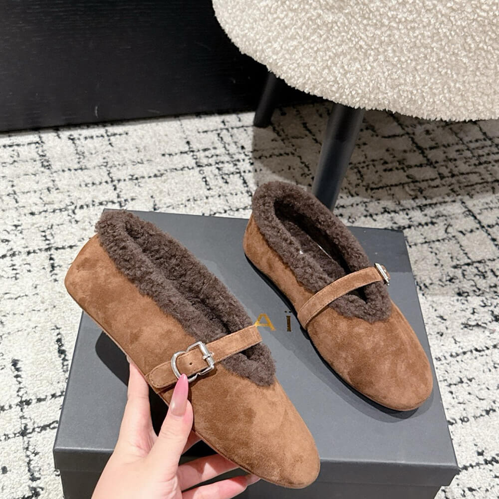 ALAIA Shearling Ballet Flats