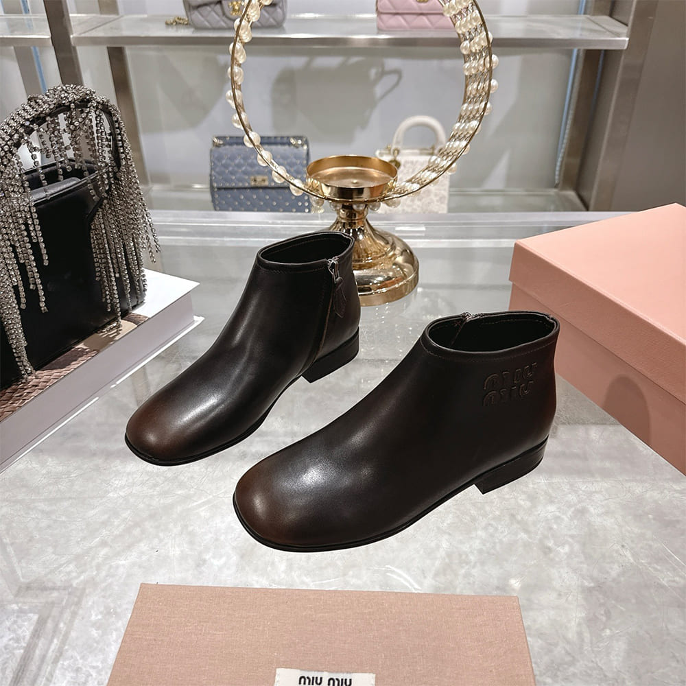 M1um1u Fumé Leather Ankle Boots