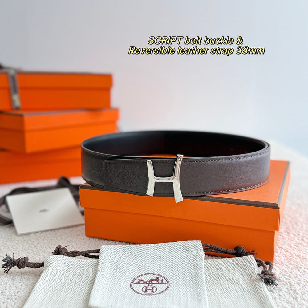 H**me5 Script belt buckle & Reversible leather strap 38 mm