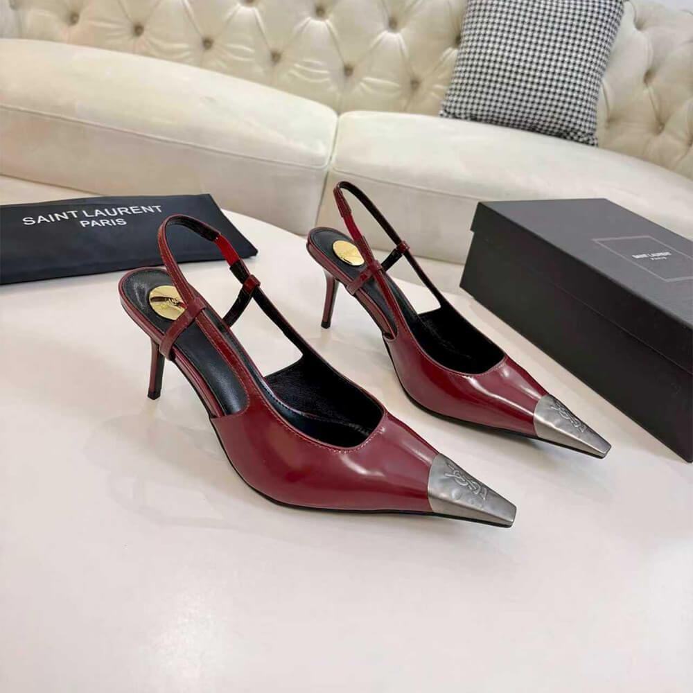 Y51 JEANNE slingback pumps in glazed leather