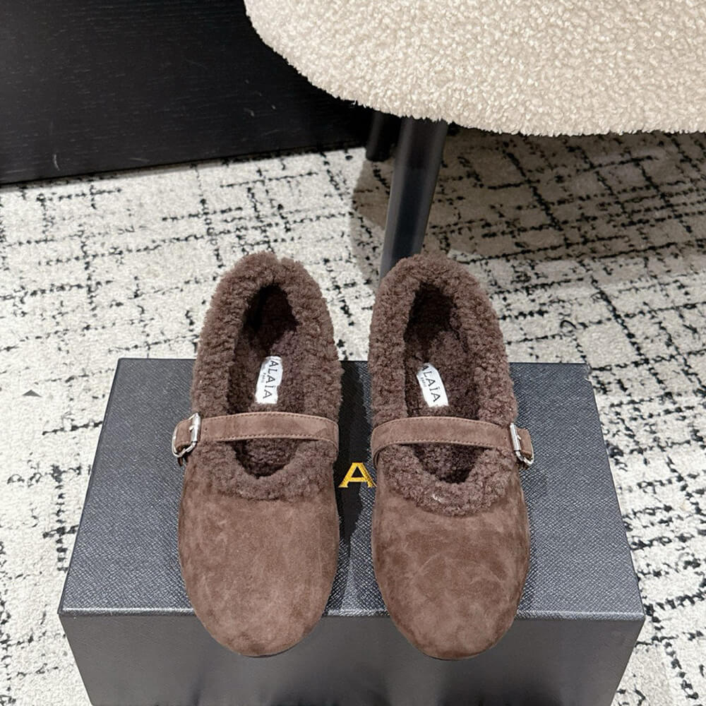 ALAIA Shearling Ballet Flats