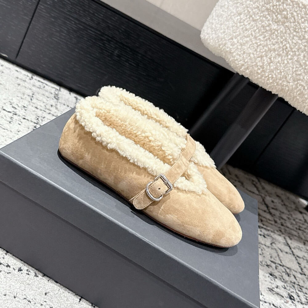ALAIA Shearling Ballet Flats