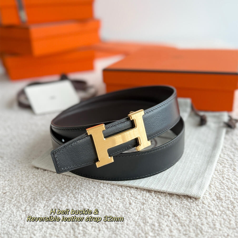 H**me5 H belt buckle & Reversible leather strap 32 mm