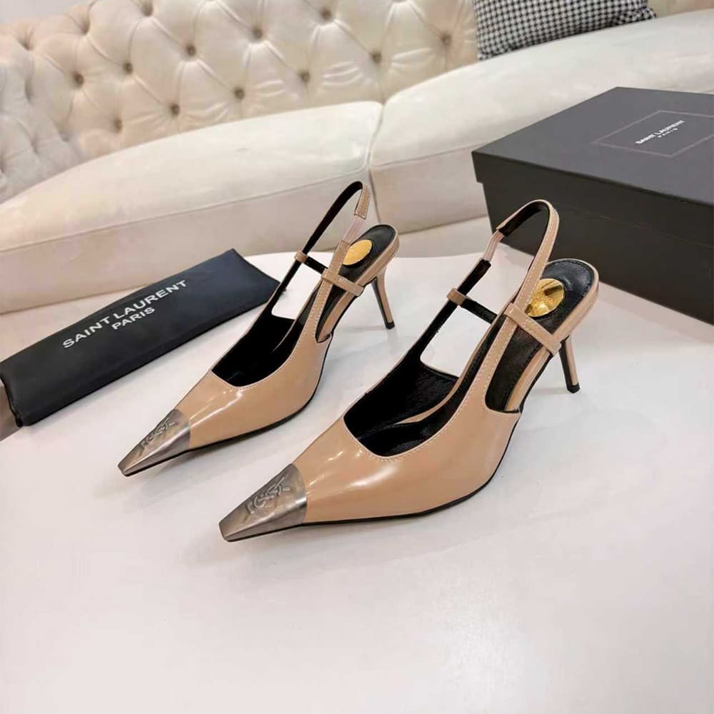Y51 JEANNE slingback pumps in glazed leather