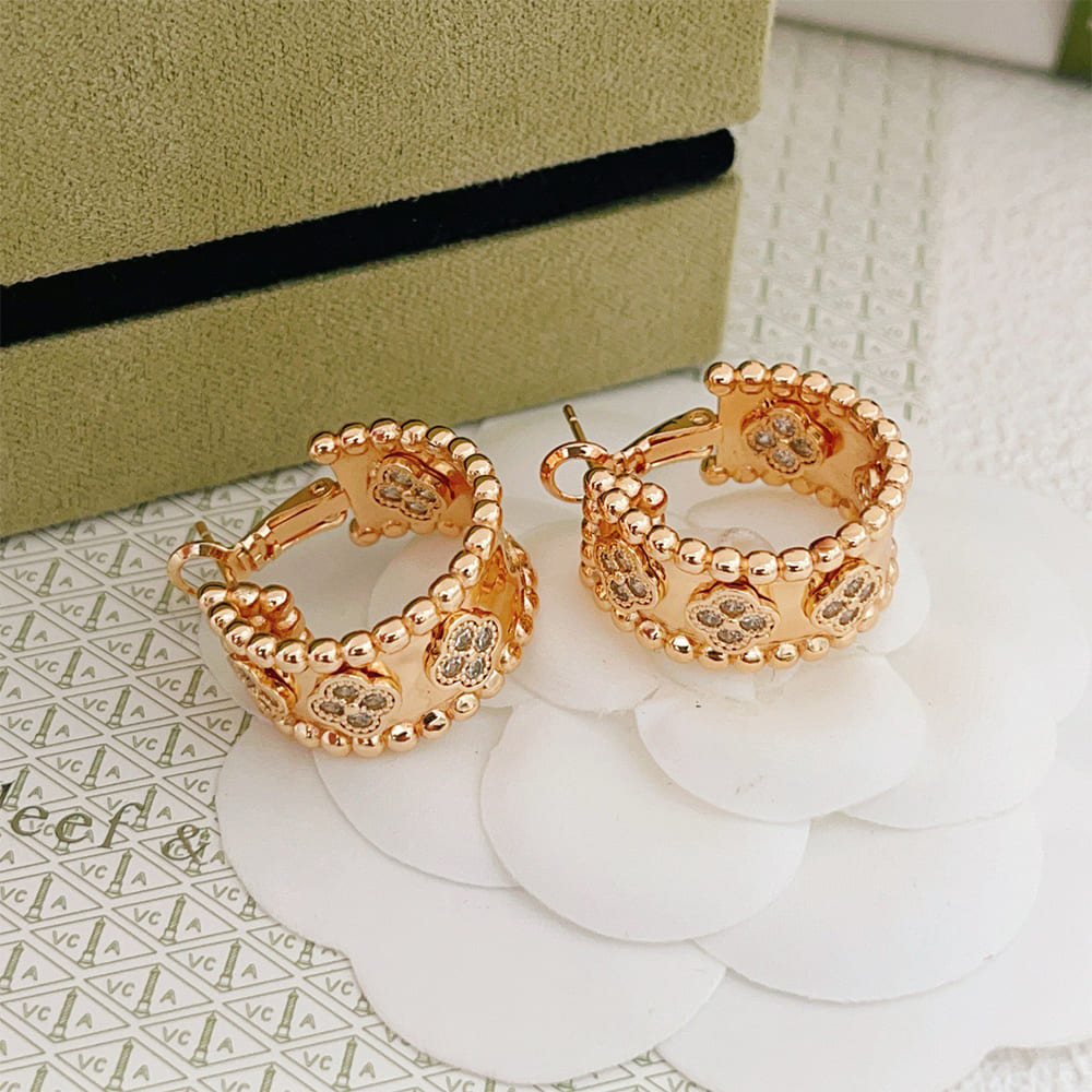 VCA Perl??e four-leaf clover hoop earrings