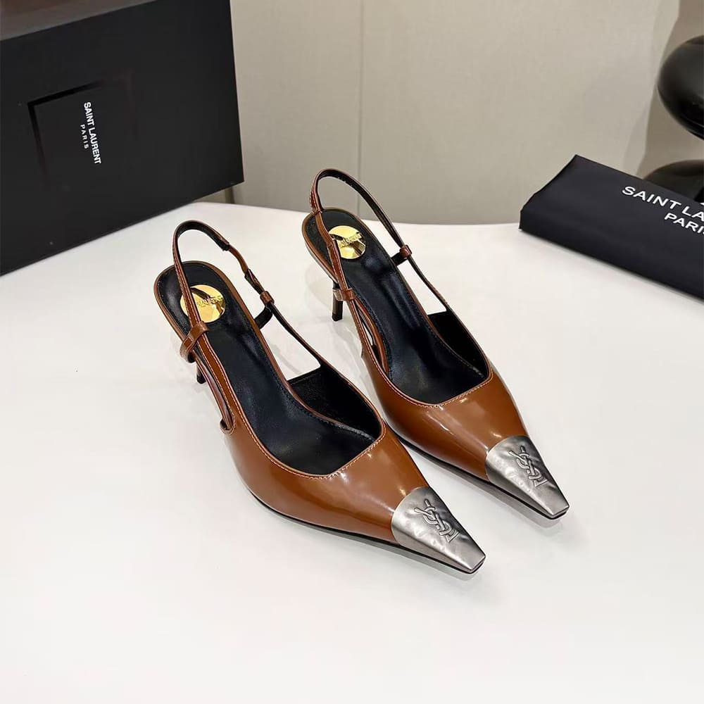 Y51 JEANNE slingback pumps in glazed leather