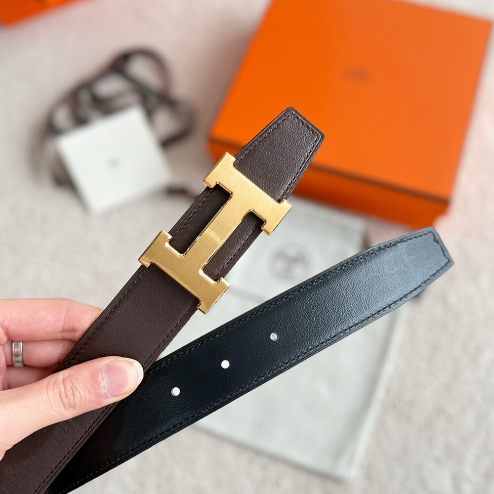 H**me5 H belt buckle & Reversible leather strap 32 mm