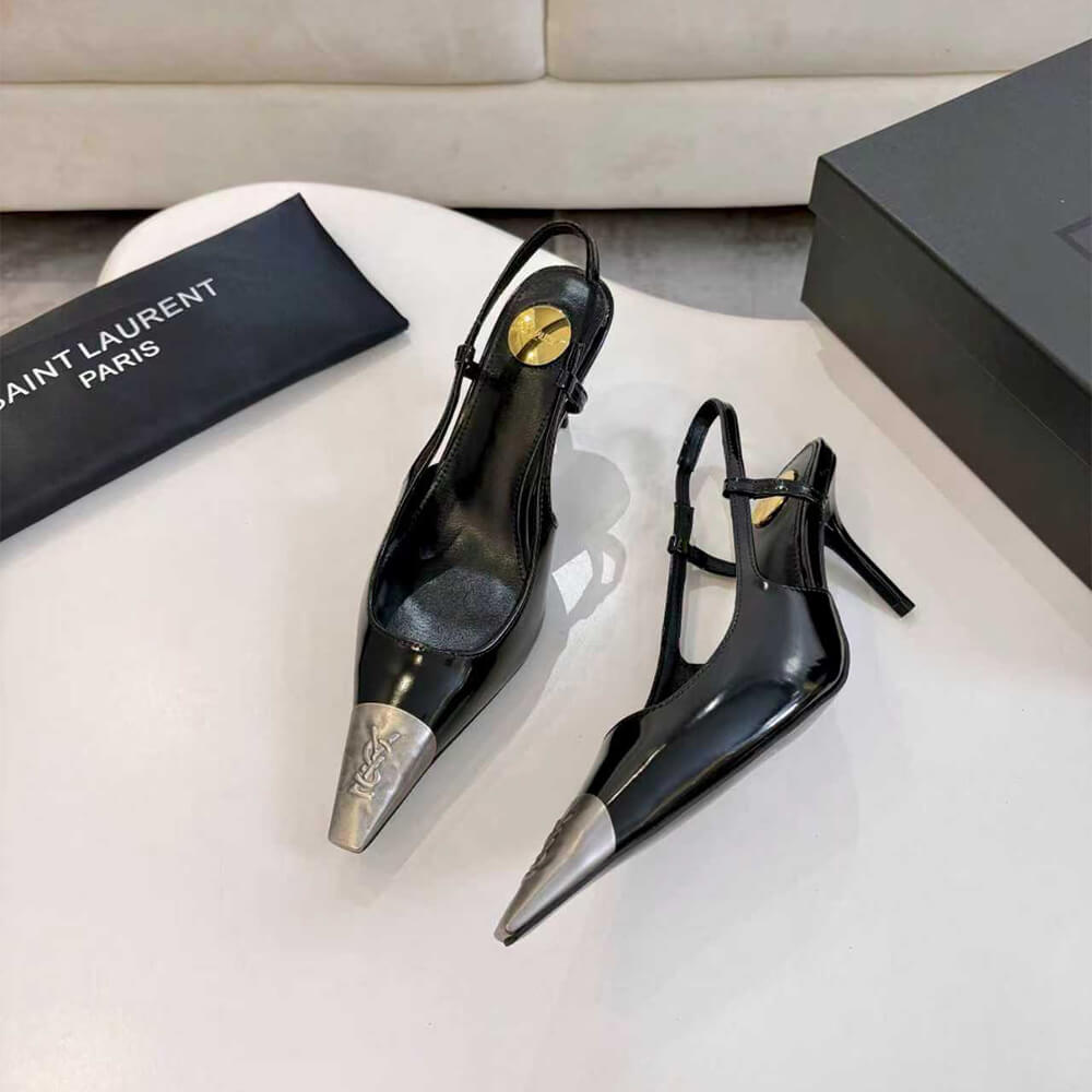 Y51 JEANNE slingback pumps in glazed leather