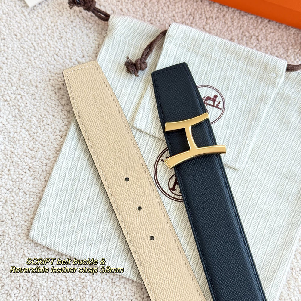 H**me5 Script belt buckle & Reversible leather strap 38 mm