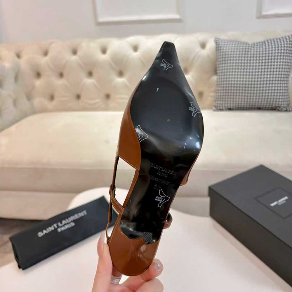 Y51 JEANNE slingback pumps in glazed leather