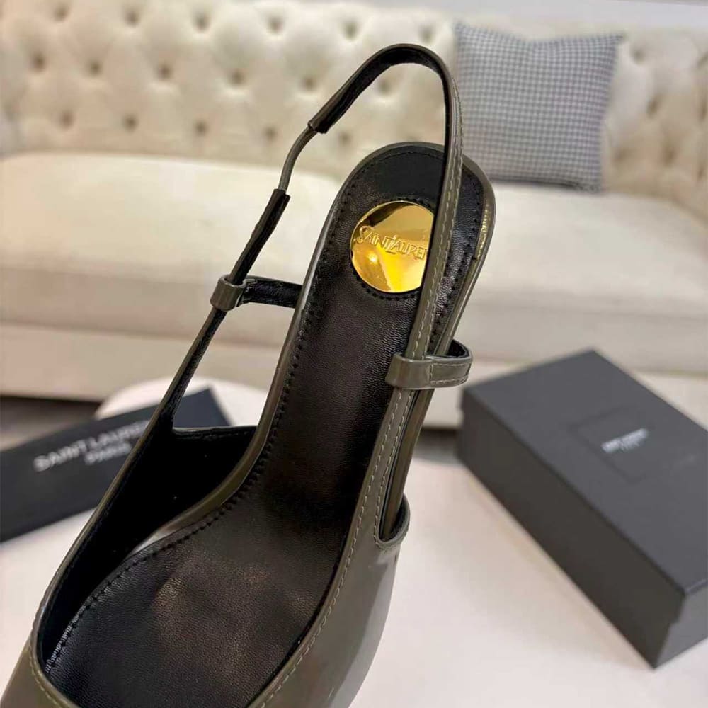 Y51 JEANNE slingback pumps in glazed leather