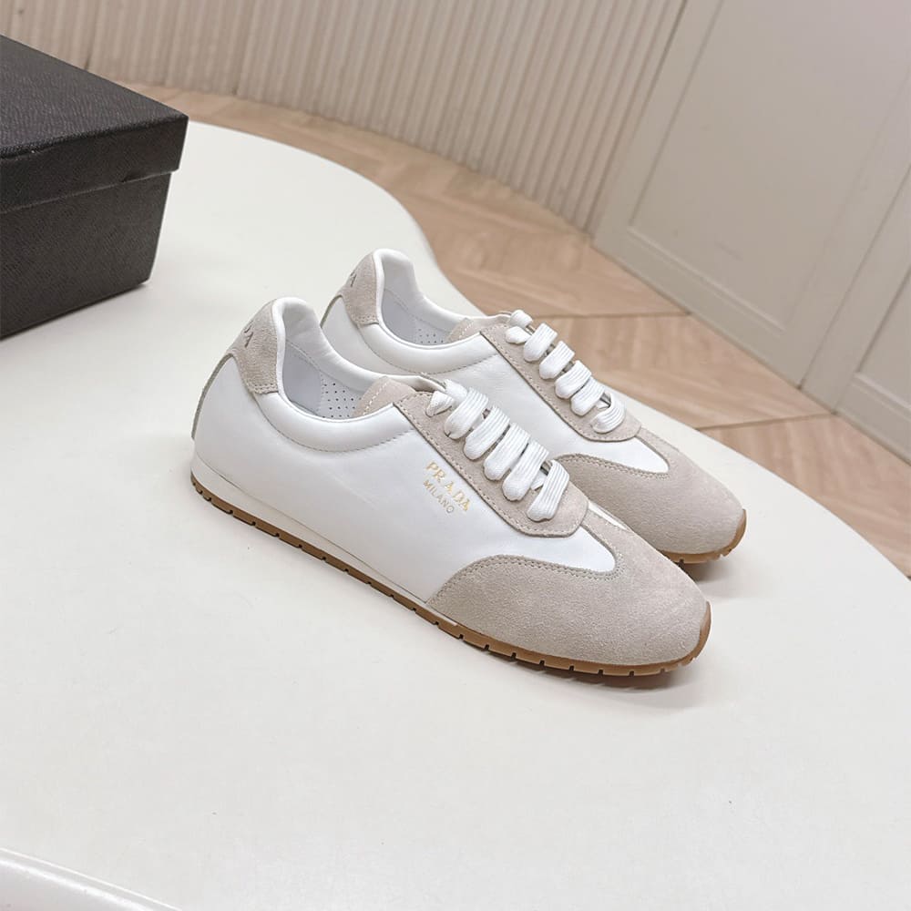 Pra*a Nappa leather and suede sneakers