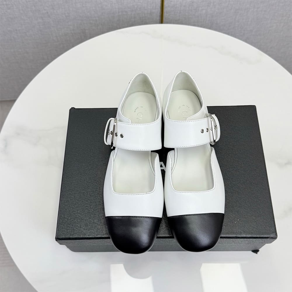 Ch**el Mary Janes in Shiny Lambskin
