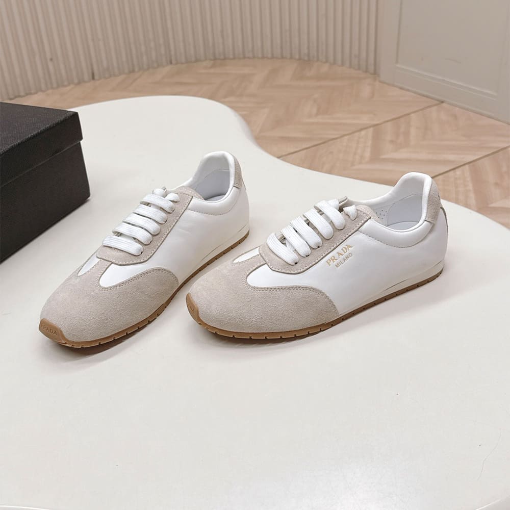 Pra*a Nappa leather and suede sneakers