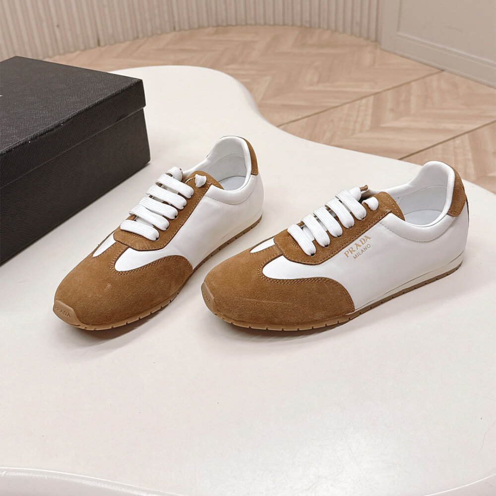Pra*a Nappa leather and suede sneakers