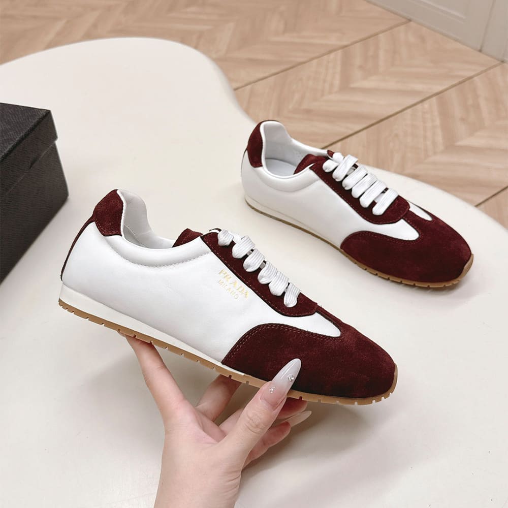Pra*a Nappa leather and suede sneakers