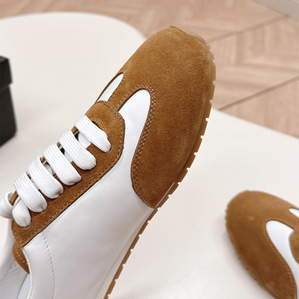 Pra*a Nappa leather and suede sneakers