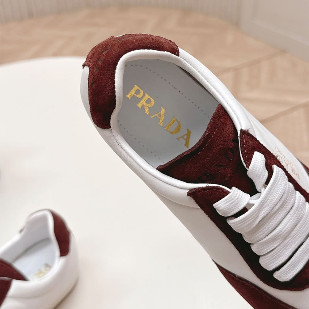 Pra*a Nappa leather and suede sneakers