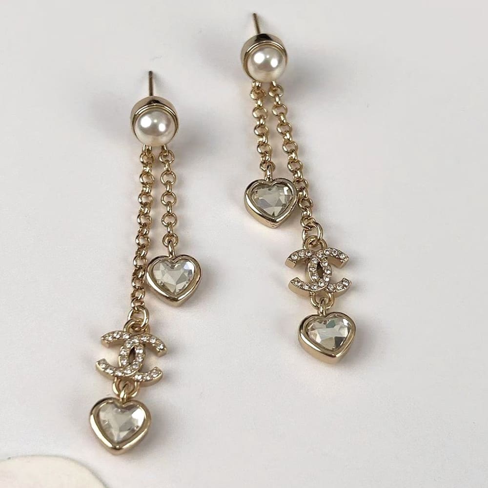 Ch**el Pearl Heart Earrings