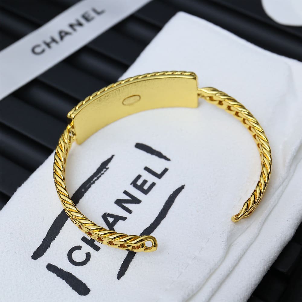 Ch**el Wide Gold Metal Bracelet