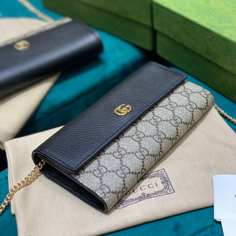Bi-color GG Marmont wallet on chain(HIGH-END GRADE)