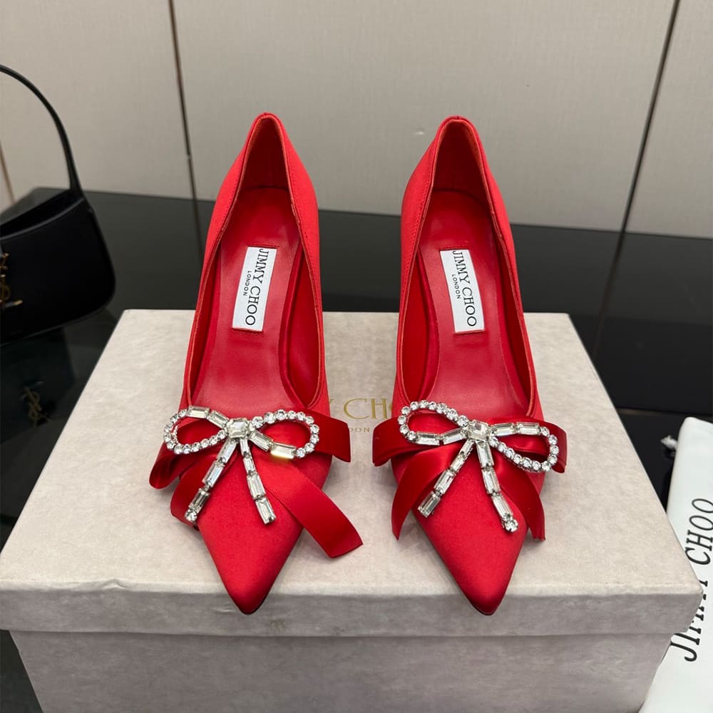 J1m*y Ch00 Crystal-Embellished Satin Pumps (EU SIZE 35-43)