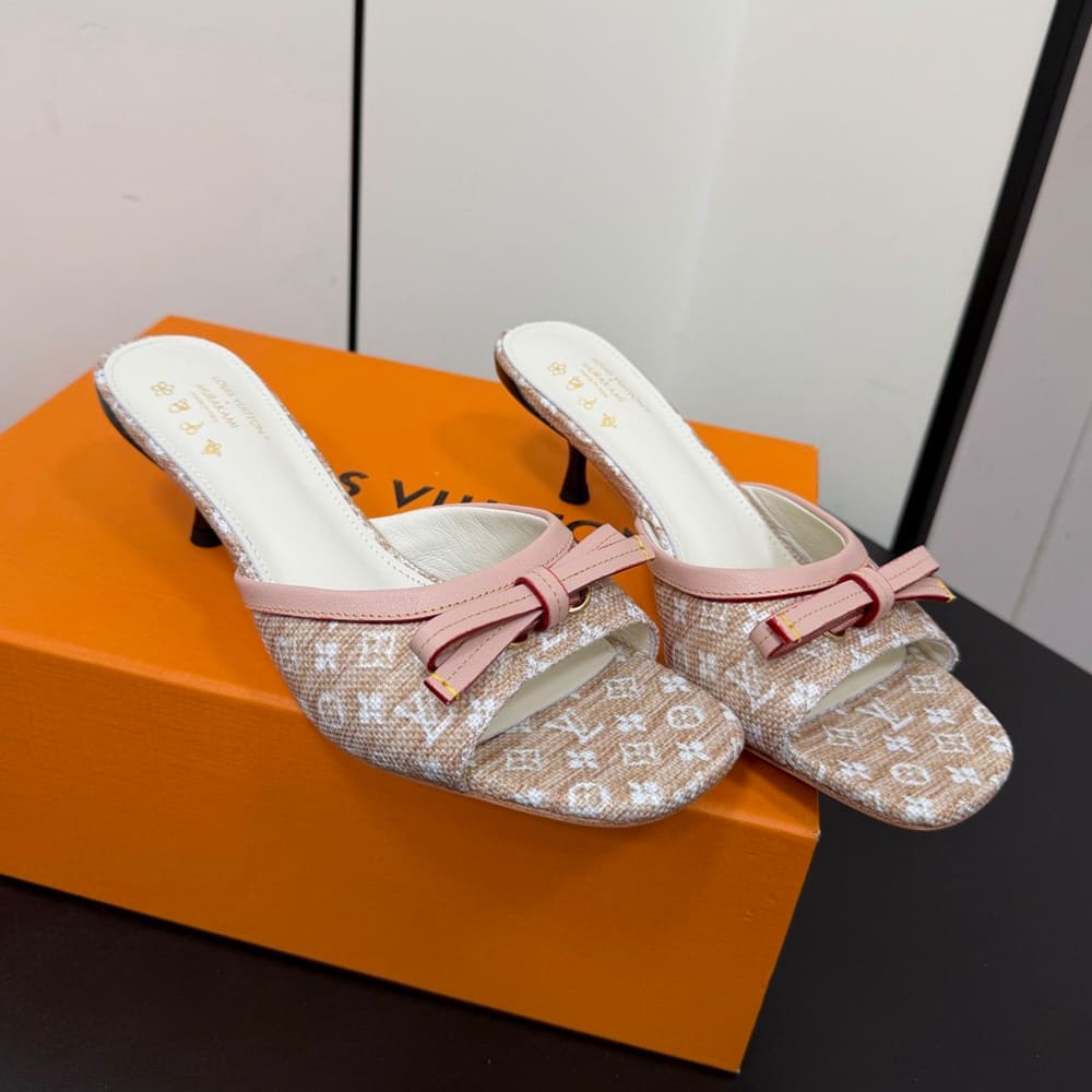 LV x TM Monogram Pink Beige Heeled Mules (EU SIZE 35-42)