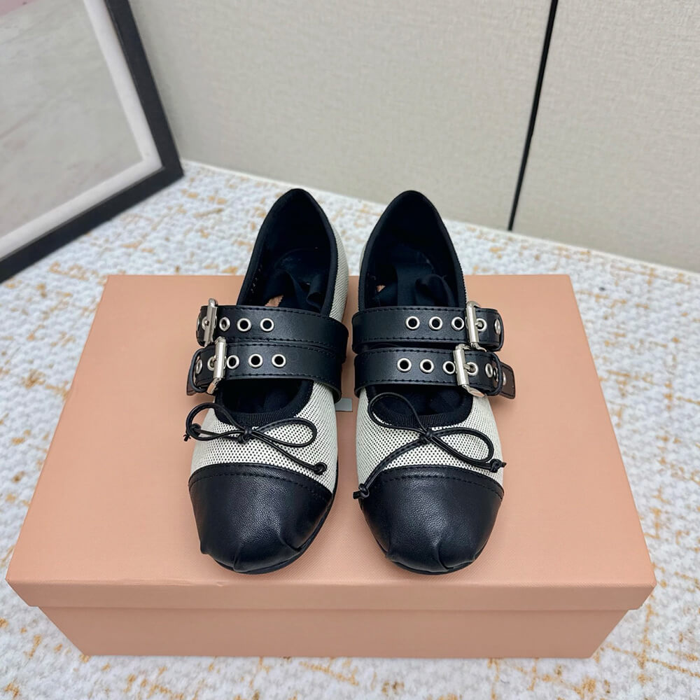 M1um1u Canvas and leather ballerinas (EU SIZE 35-40)