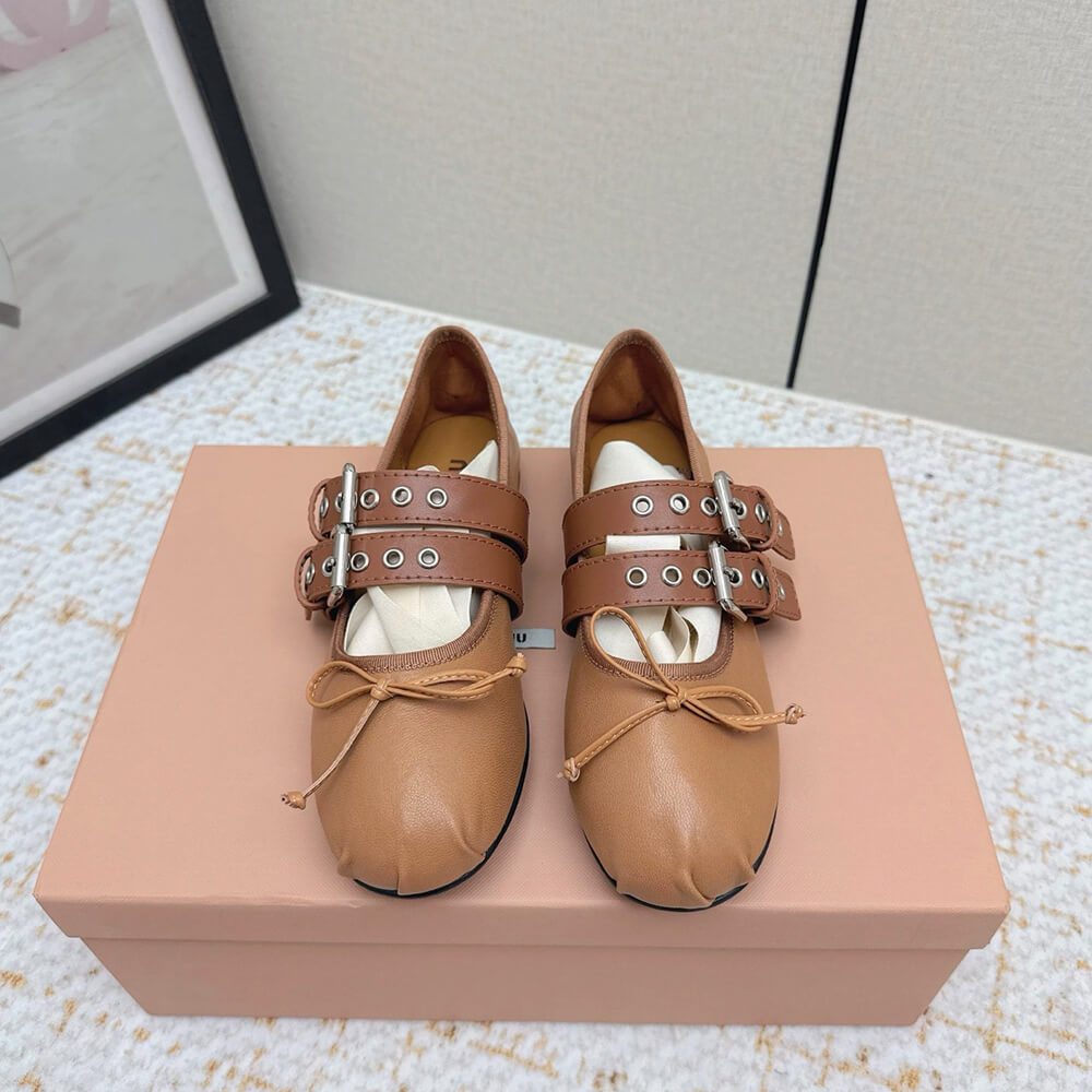 M1um1u Nappa and calf leather ballerinas (EU SIZE 35-40)
