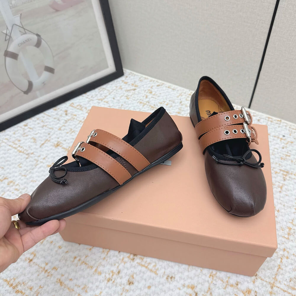 M1um1u Nappa and calf leather ballerinas (EU SIZE 35-40)