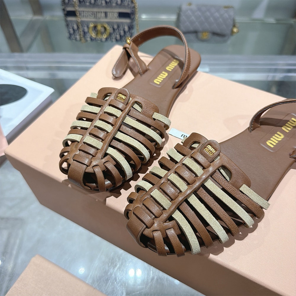 M1um1u Nappa and suede leather sandals (EU SIZE 35-40)