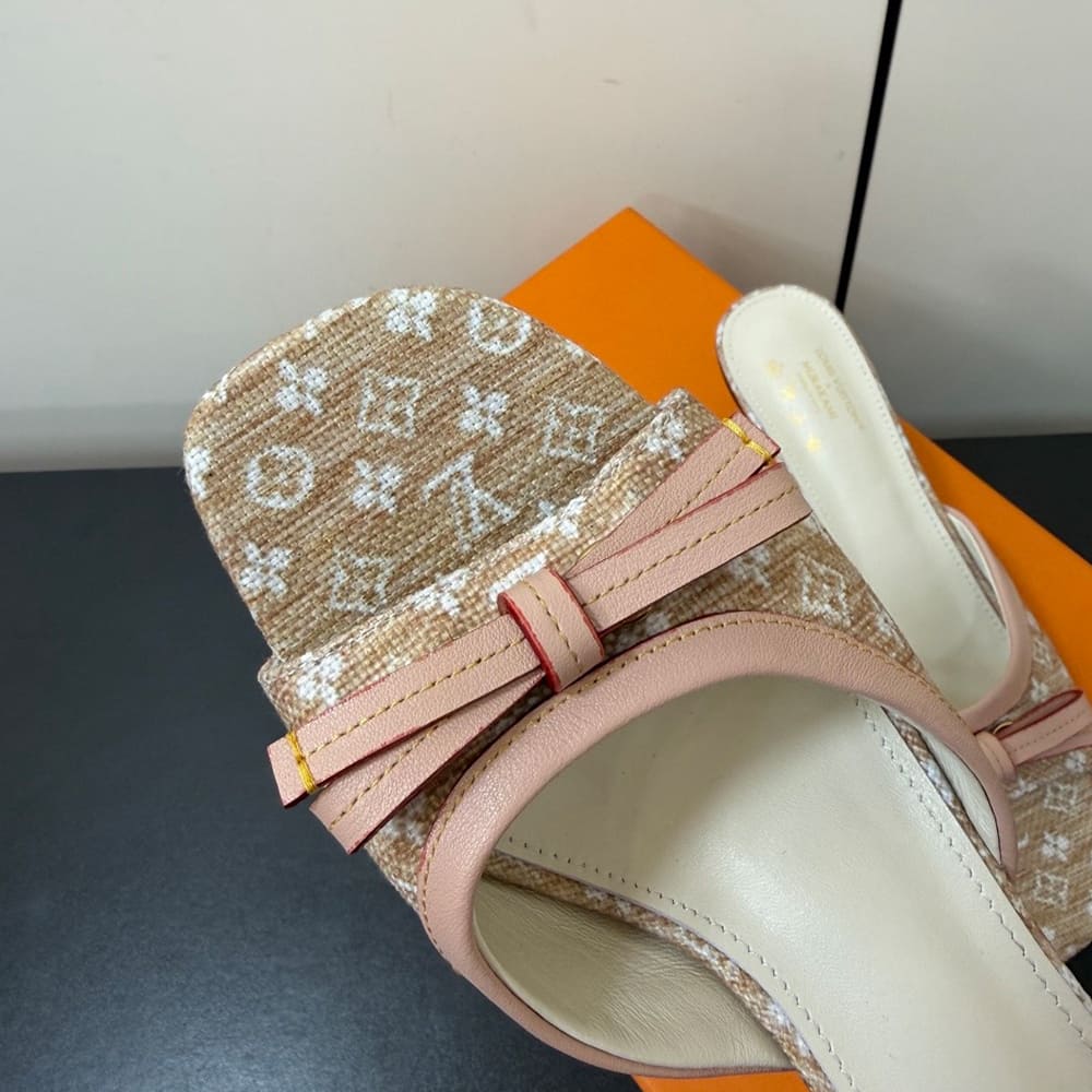 LV x TM Monogram Pink Beige Heeled Mules (EU SIZE 35-42)