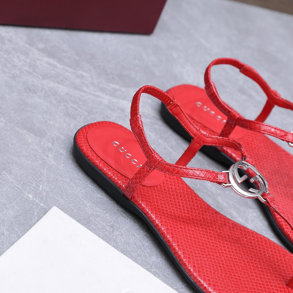 Gvc*1 Women’s python thong sandal with Interlocking G(EU SIZE 35-42)