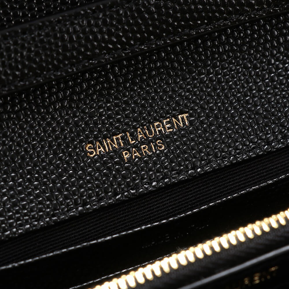 Sa1nt Lau*nt Chain-strap Y51-plaque grained-leather wallet
