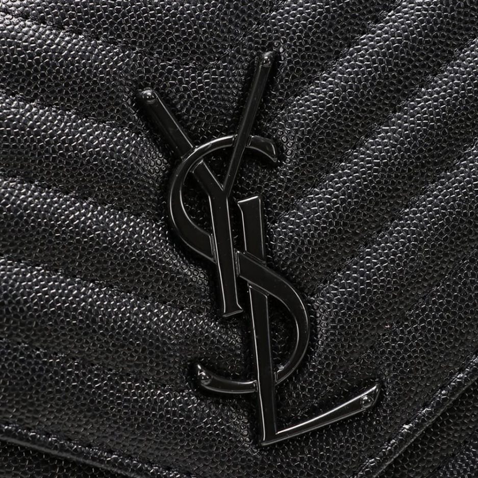 Sa1nt Lau*nt Chain-strap Y51-plaque grained-leather wallet
