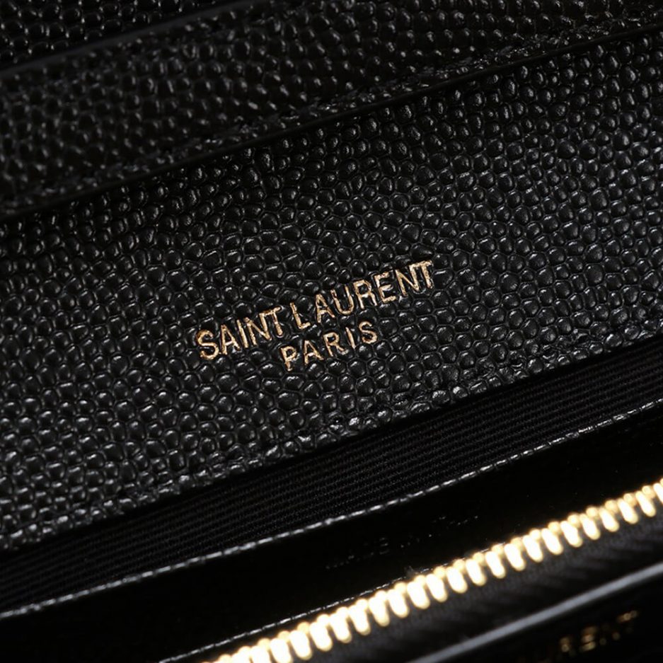 Sa1nt Lau*nt Chain-strap Y51-plaque grained-leather wallet