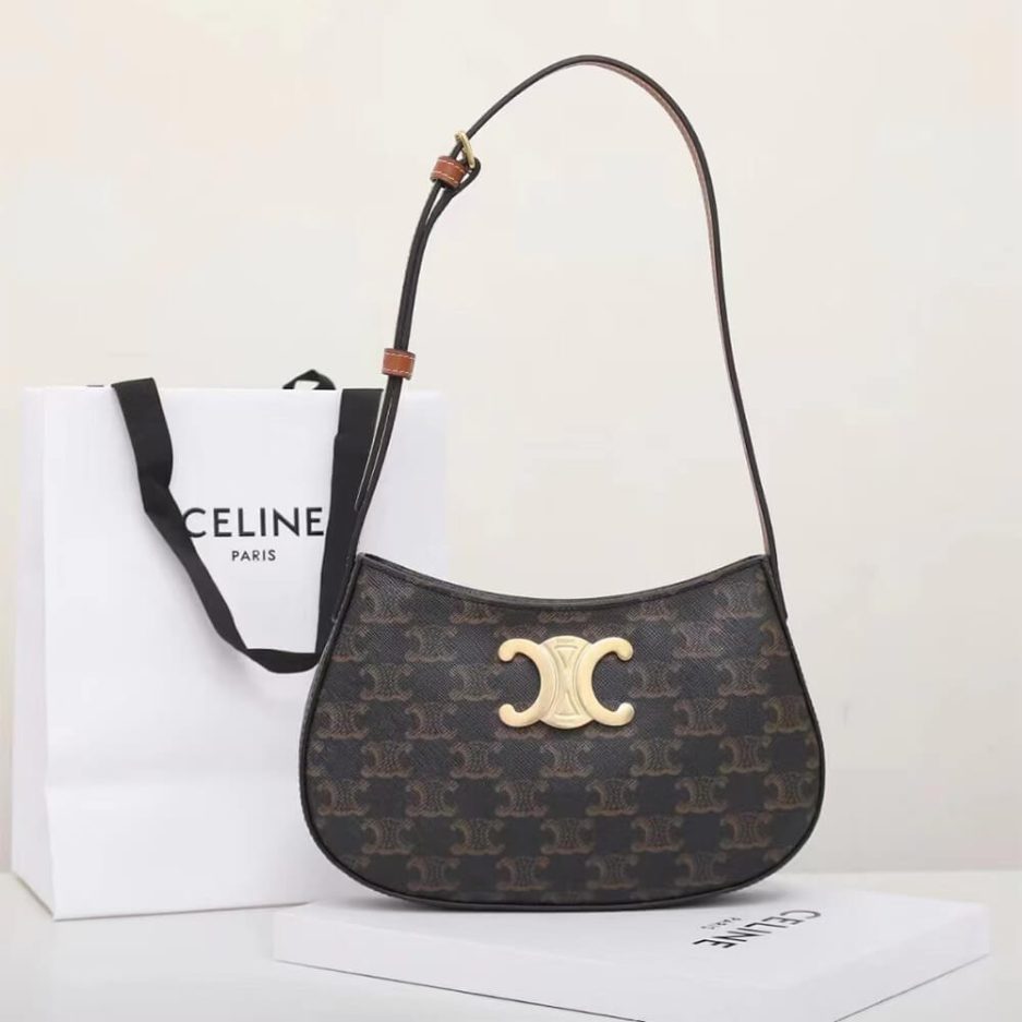 Ce1i*e MEDIUM TILLY BAG in Triomphe canvas and calfskin