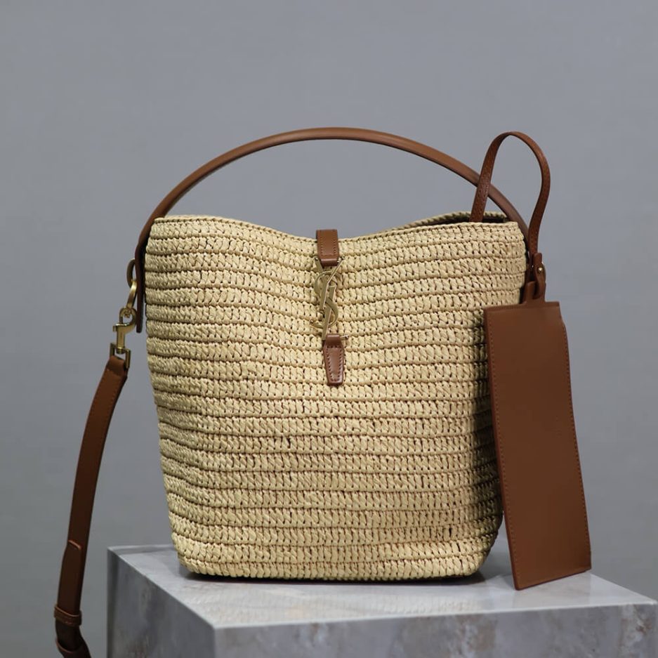 Y51 LE 37 IN WOVEN RAFFIA AND VEGETABLE-TANNED LEATHER(HIGH-END GRADE)