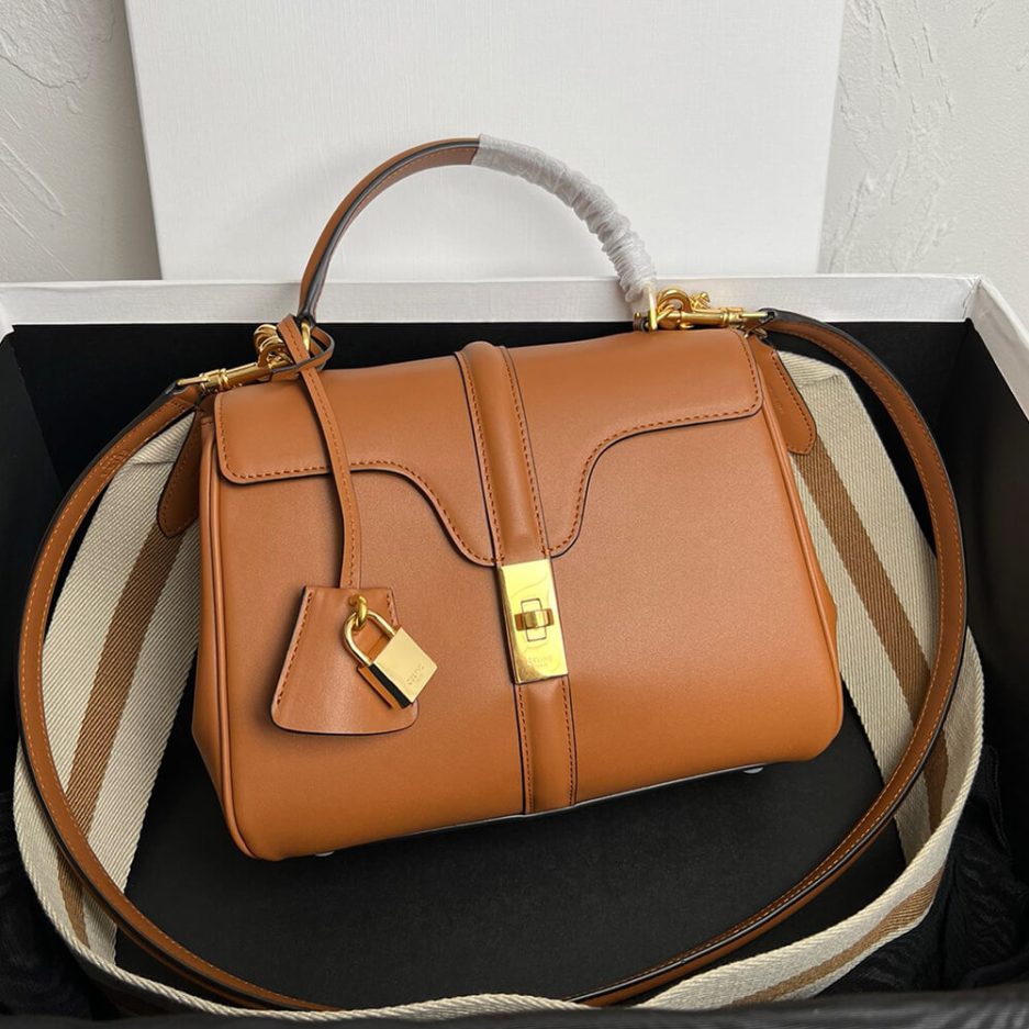 Ce1i*e SMALL 16 BAG IN SATINATED CALFSKIN(high-end grade)