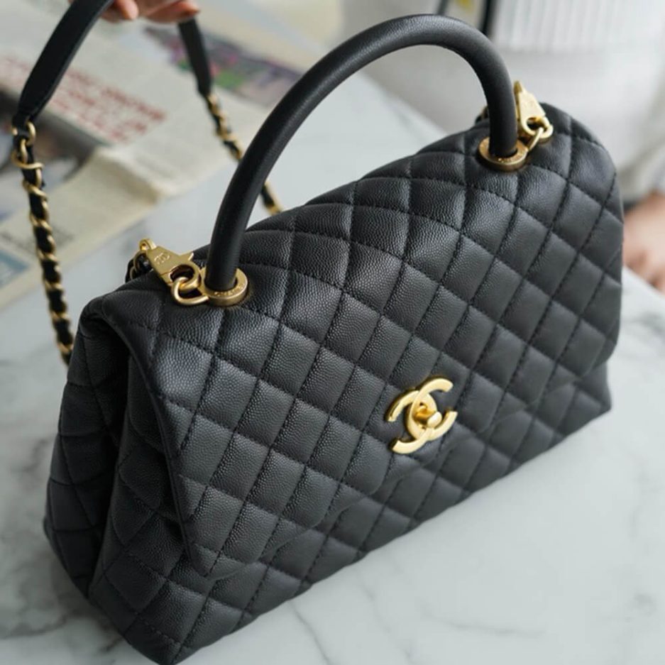 Ch**el LARGE FLAP BAG WITH TOP HANDLE(high-end grade)