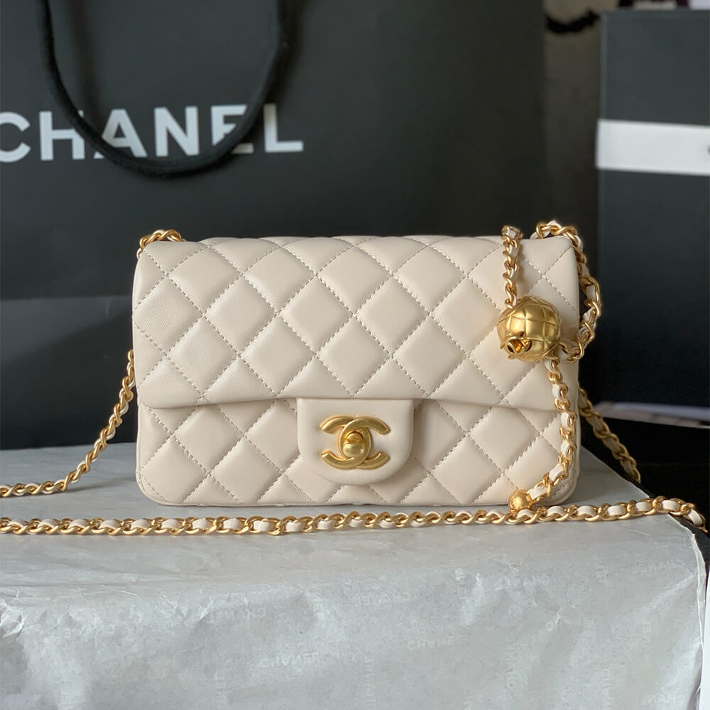 Ch**el Pearl Crush Mini Rectangular Flap