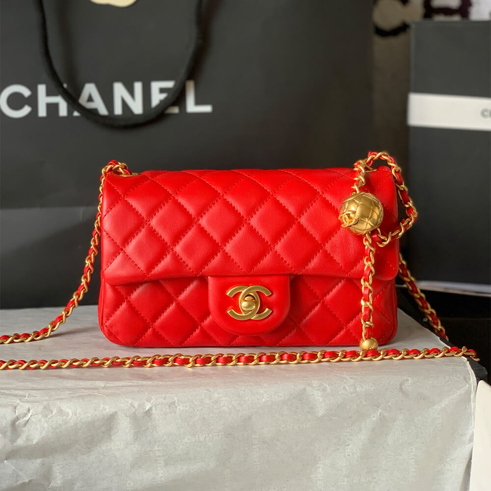 Ch**el Pearl Crush Mini Rectangular Flap